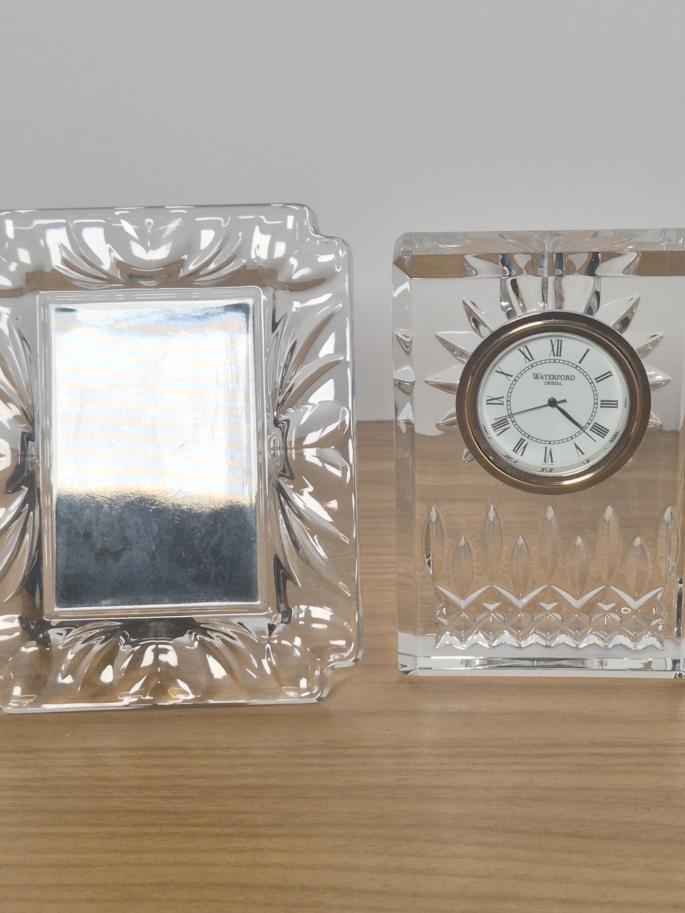 Waterford Crystal Desk Clock & Miniature Picture Frame Set Vintage Luxury Home